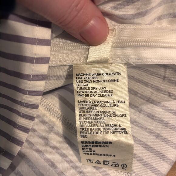 Free People Caroline Stripe Top Neutral Puff Sleeve Blouse Boat Neck Sz M NEW - Picture 7 of 9